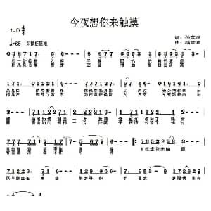 今夜想你来触摸_通俗唱法乐谱_词曲:孙文继 杨雪晴