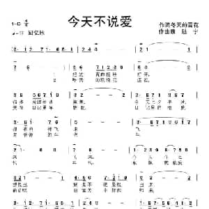今天不说爱_通俗唱法乐谱_词曲:冬天的雪花 康魁宇
