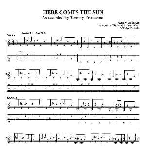 tommy emmanuel here comes the sun 吉他谱