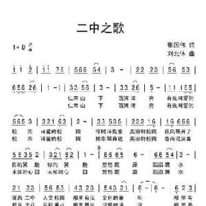 二中之歌_民歌简谱_词曲:张国伟 刘北休