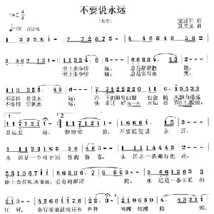不要说永远_通俗唱法乐谱_词曲:龙远开 夏义龙