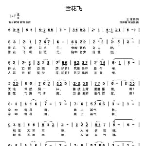 雪花飞_通俗唱法乐谱_词曲:王琇贵 李开东 王琇贵