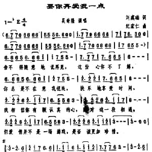 要你再爱我一点_通俗唱法乐谱_词曲:刘虞瑞 纪宏仁