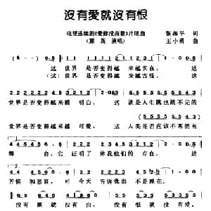 没有爱就没有恨_通俗唱法乐谱_词曲:张和平 王小勇
