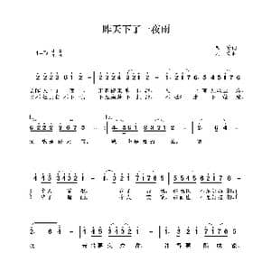 昨天下了一夜雨_歌曲简谱_词曲:张藜 刘青