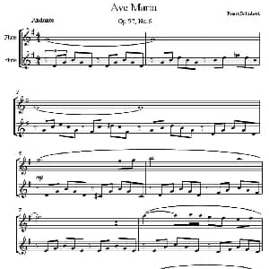长笛曲谱 | Ave Maria 万福玛利亚 二重奏 舒伯特