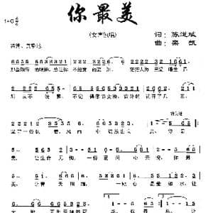你最美_歌曲简谱_词曲:陈道斌 栾凯