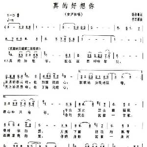 真的好想你_通俗唱法乐谱_词曲:杨湘粤 李汉颖