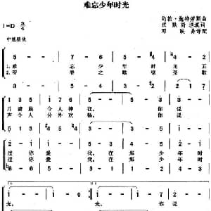 难忘少年时光_外国歌谱_词曲:汉默斯坦填词 约翰 施特劳斯曲 邓映易译配
