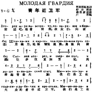 青年近卫军 前苏联 _外国歌谱_词曲:别兹明斯基作词 德恩 雁冰译词 舒尔根曲 卢双配歌