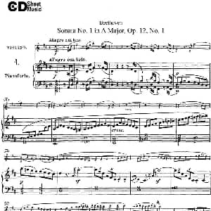 小提琴谱 | Violin Sonata No.1 in D Major Op.12 No.1 小提琴 钢琴伴奏