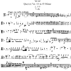 小提琴谱 | Mozart Quartet No.13 in D Minor,K.173 Viola分谱
