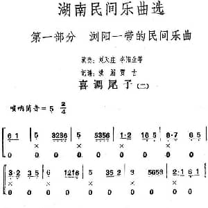 喜调尾子 二 湖南民间乐曲选 洪滔 贾古记谱