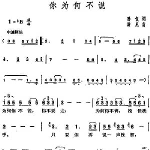 邓丽君演唱金曲 你为何不说_通俗唱法乐谱_词曲:孙仪 汤尼
