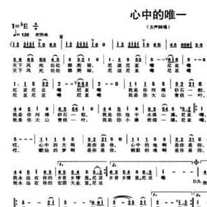 心中的唯一_民歌简谱_词曲:张名河 唐力