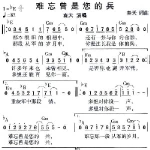 难忘曾是您的兵_通俗唱法乐谱_词曲:秦天 秦天