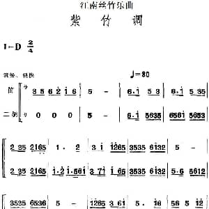 笛子谱 | 江南丝竹乐曲 紫竹调 笛 二胡