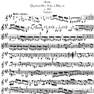 小提琴谱 | Mozart Quartet No.9 in A Major,K.169 Violin 2分谱