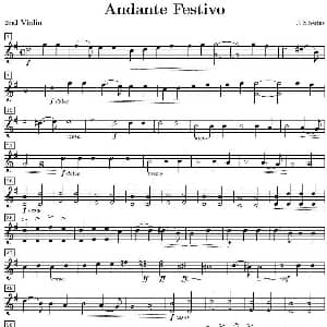 小提琴谱 | Andante Festivo 活泼的行板 第二小提琴分谱 西贝柳斯