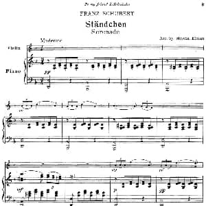 小提琴谱 | Standchen 小提琴 钢琴伴奏 Franz Schubert曲 Mischa Elman改编