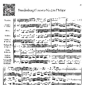 小提琴谱 | 勃兰登堡第二协奏曲 弦乐合奏总谱 巴赫