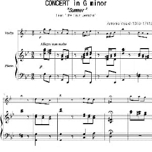 小提琴谱 | CONCERTO in G minor Summer G小调协奏曲 夏 小提琴 钢琴伴奏 维瓦尔第