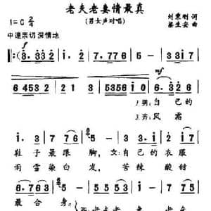 老夫老妻情最真_民歌简谱_词曲:刘秉刚 梁生安