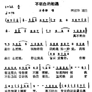 不明白的相遇_通俗唱法乐谱_词曲:宋淑华 宋淑华