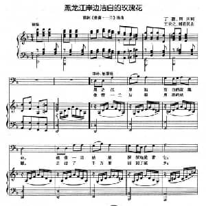 黑龙江岸边洁白的玫瑰花_美声唱法乐谱_词曲:丁毅 田川 王云之 刘易民