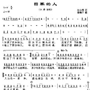 回家的人_通俗唱法乐谱_词曲:宋小明 陈翔宇