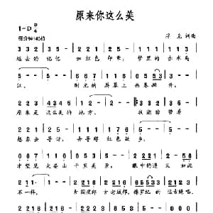 原来你这么美_通俗唱法乐谱_词曲:浮克 浮克