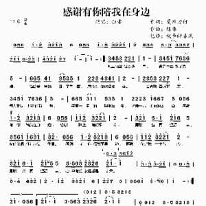 感谢有你陪我在身边_歌曲简谱_词曲:夏敢若何 陈伟