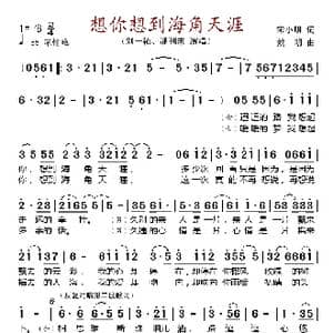 想你想到海角天涯_歌谱投稿