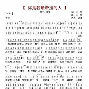 你是我最牵挂的人_歌曲简谱_词曲:张强 张强