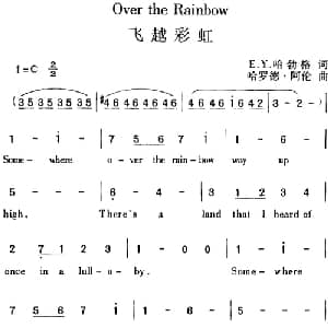 Over the Rainbow 飞越彩虹_外国歌谱_词曲:E.Y.哈勃格 哈罗德 阿伦