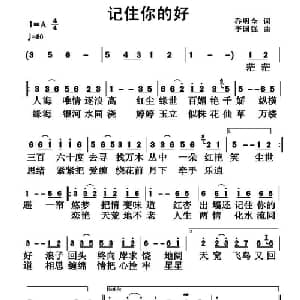 记住你的好_通俗唱法乐谱_词曲:乔明全 李国强