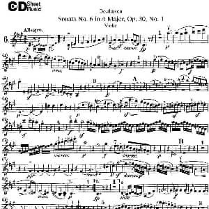 小提琴谱 | Violin Sonata No.6 in A Major Op.30 No.1
