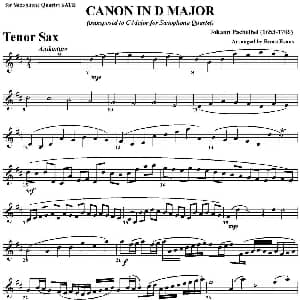 萨克斯谱 | CANON IN D MAJOR 四重奏 次中音萨克斯分谱