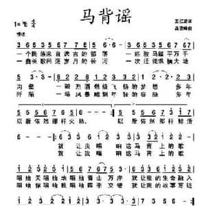 马背谣_民歌简谱_词曲:王红波 聂俊峰
