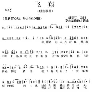 飞翔_通俗唱法乐谱_词曲:胡贵春原词 莫恭敏改词 作曲