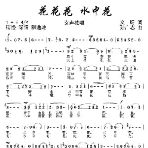 花花花 水中花_通俗唱法乐谱_词曲:文婧 孙广志