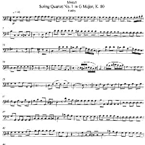 小提琴谱 | Mozart String Quartet No.1 in G Major,K.80 Cello分谱