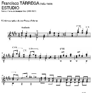 ESTUDIO Sobre un tema de Giuseppe Verdi 吉他谱 弗朗西斯科 泰雷加 Francisco Tarrega 1852 1909
