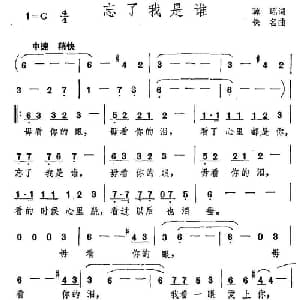 忘了我是谁_通俗唱法乐谱_词曲:琼瑶 佚名