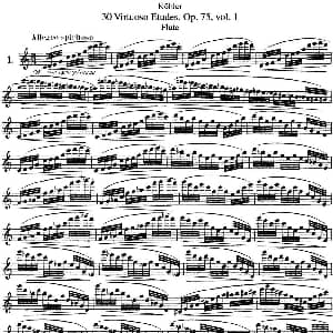 长笛曲谱 | 柯勒30首高级长笛练习曲作品75号 NO.1 Kohler 柯勒