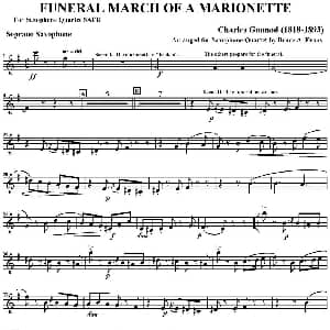 萨克斯谱 | FUNERAL MARCH OF A MARIONETTE 四重奏 高音萨克斯分谱