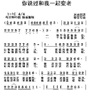 你说过和我一起变老_通俗唱法乐谱_词曲:刘永国 黎荣军