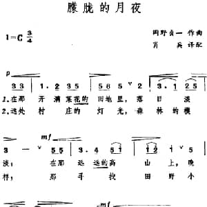 朦胧的月夜 日本 _外国歌谱_词曲: 冈野贞一曲 肖兵译配