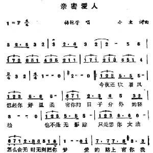 亲密爱人_通俗唱法乐谱_词曲:小虫 小虫