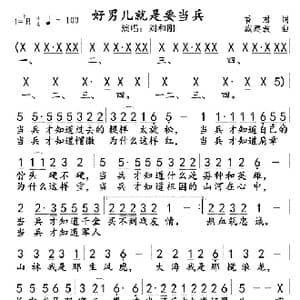 好男儿就是要当兵_歌曲简谱_词曲:香君 戚建波